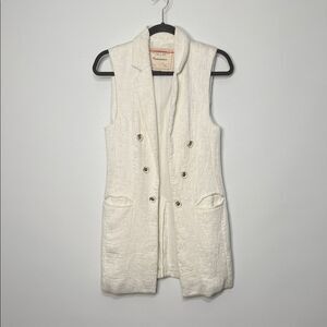 Cartonnier White Sleeveless Double-Breasted Vest Size Small